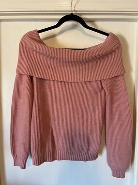 Sincerely Jules Women's Off-Shoulder Rib Knit Sweater - Dusty Rose